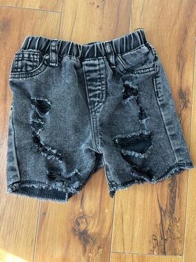 Acid wash Black Denim Cutoff Shorts